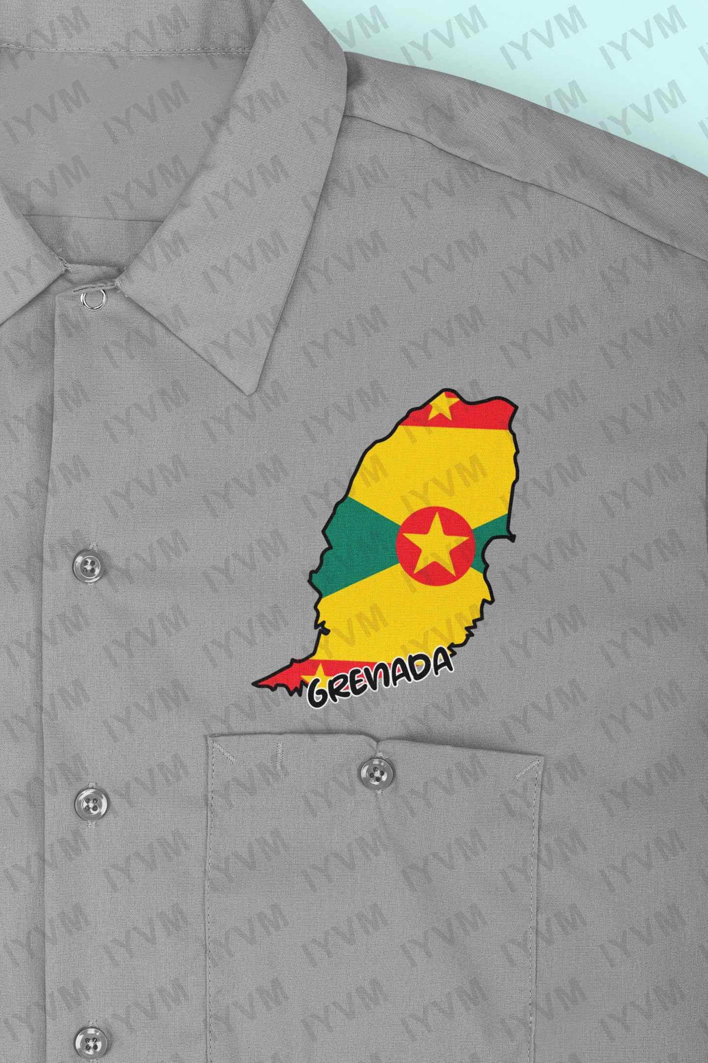 Grenada Map Flag Iron On Heat Transfer Vinyl HTV Gwenad Grenadian Creole French Ever Conscious of God We Aspire, Build and Advance as One