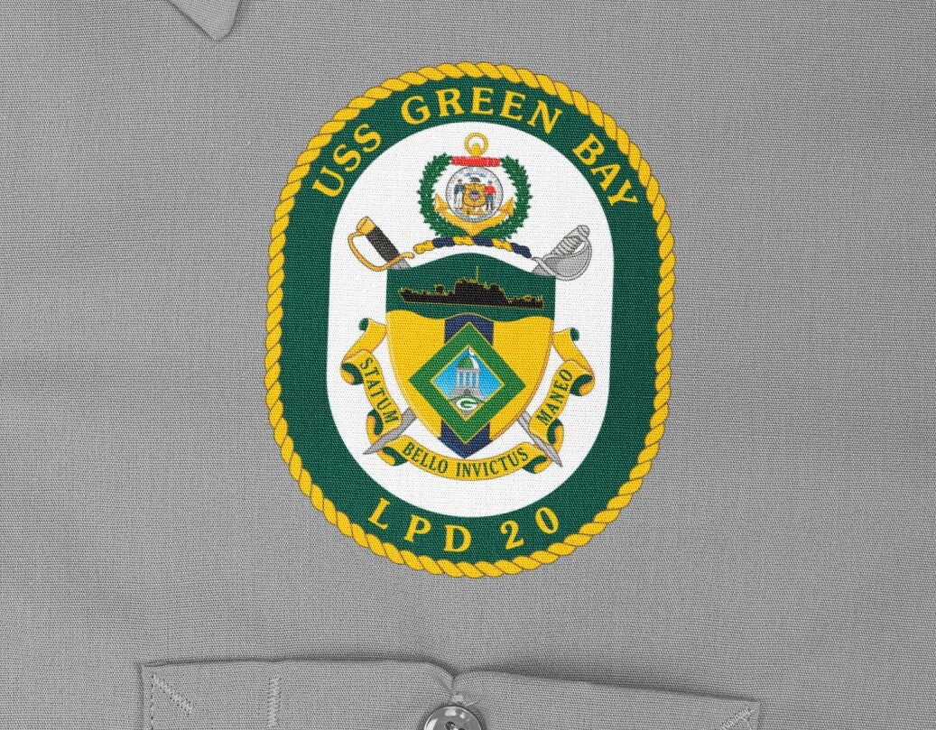 USS Green Bay LPD-20 Badge Iron On Heat Transfer Vinyl HTV San Antonio Class Amphibious transport dock