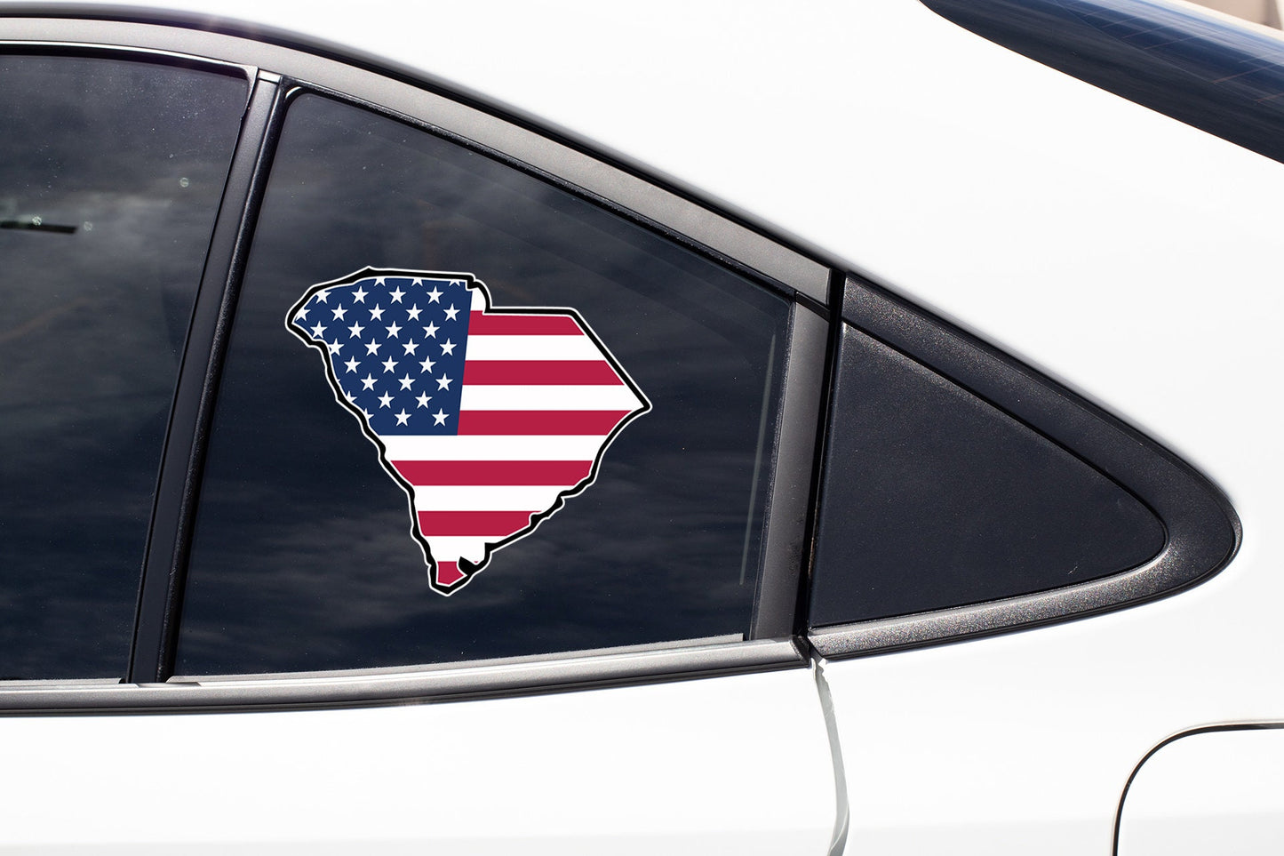 a car with a sticker of the state of texas on it