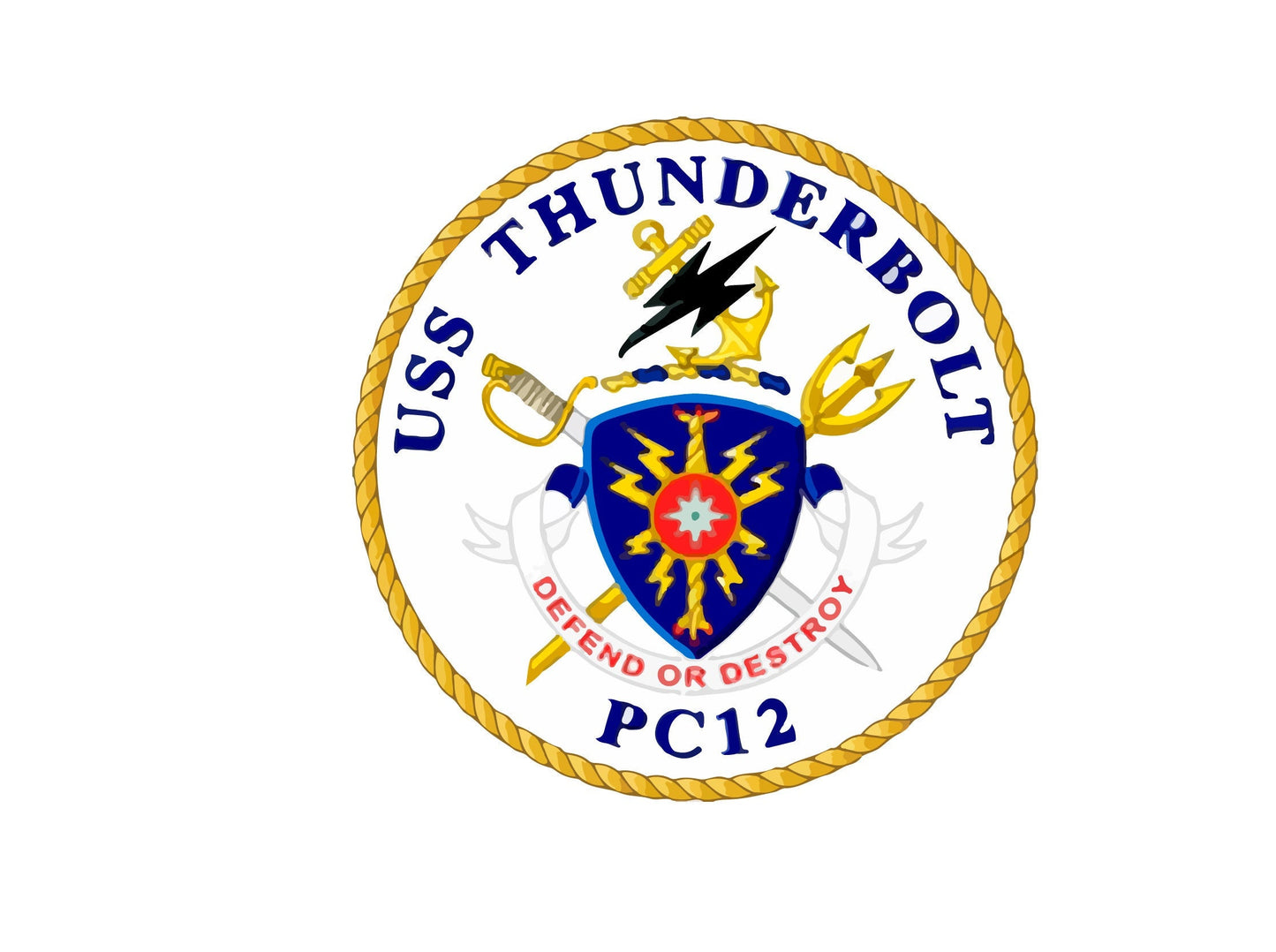 USS Thunderbolt PC-12 Badge Sticker Decal Cyclone Class Patrol boat Car Sticker Bumper Sticker for Car Emblem