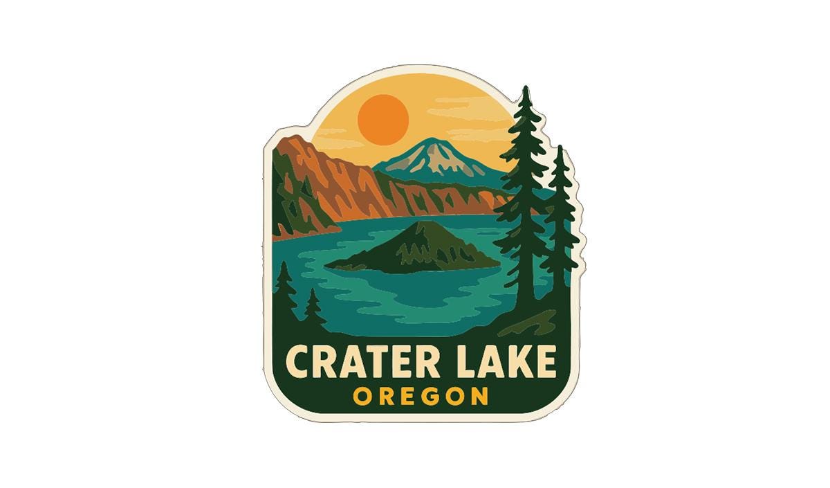 Crater Lake Oregon Iron On Heat Transfer Vinyl HTV Die-Cut Symbolic Landmark