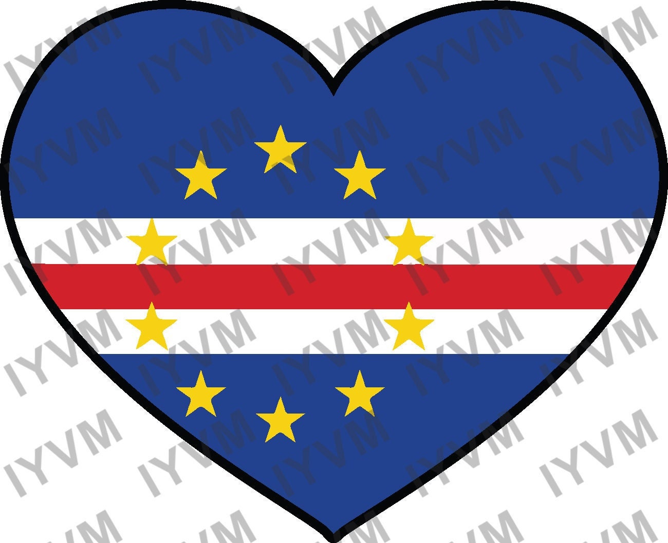 Cape Verde Flag Sticker Decal / Cabo Verde / Republic of Cabo Verde / Praia / Unidade, Trabalho, Progresso