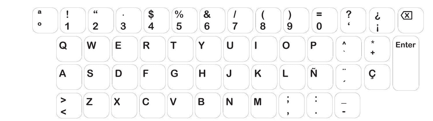 Spanish QWERTY Keyboard Sticker in Several Color Vinyl Sticker Decal