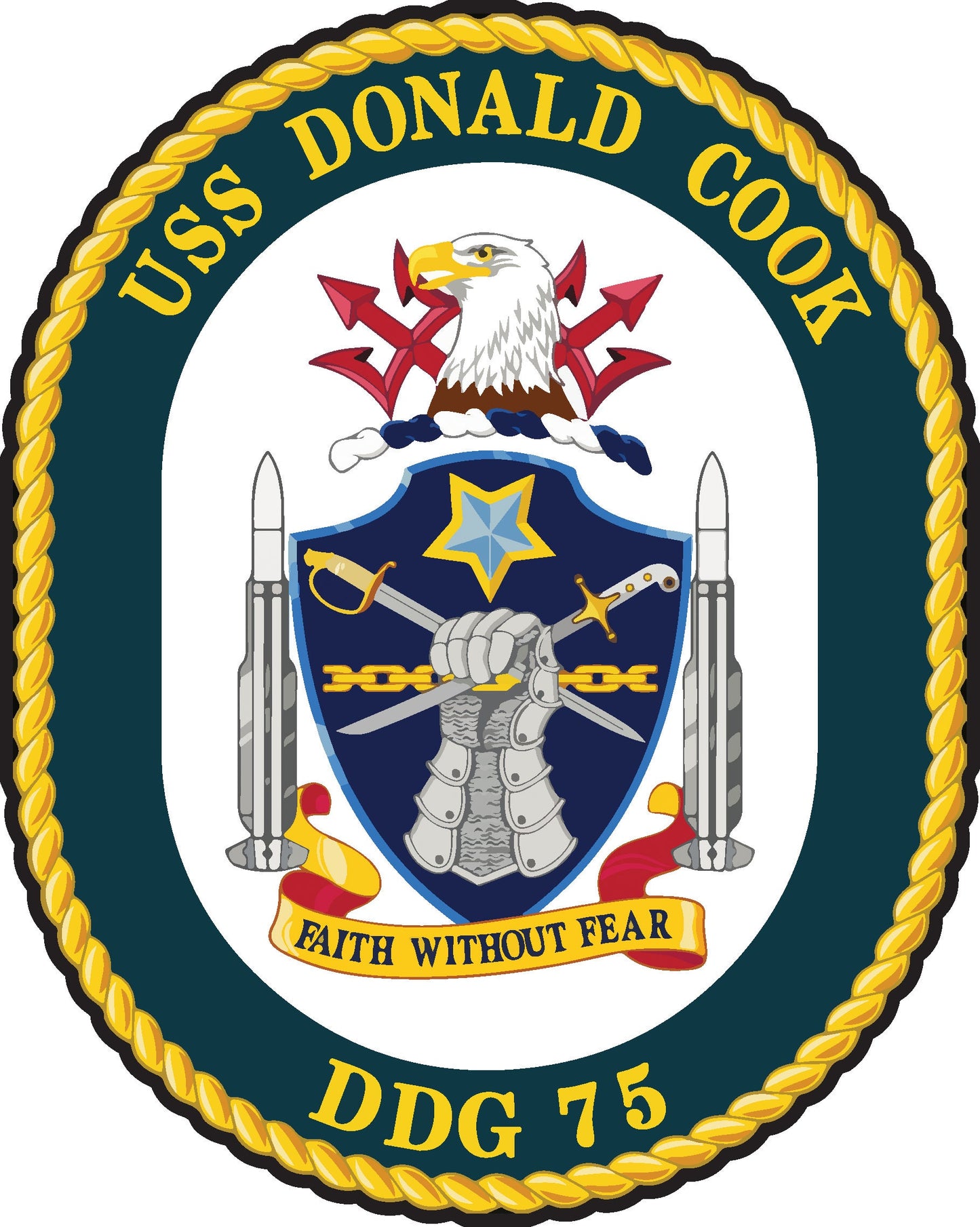 USS Donald Cook DDG-75 Badge Iron On Heat Transfer Vinyl HTV Arleigh Burke Class Destroyer