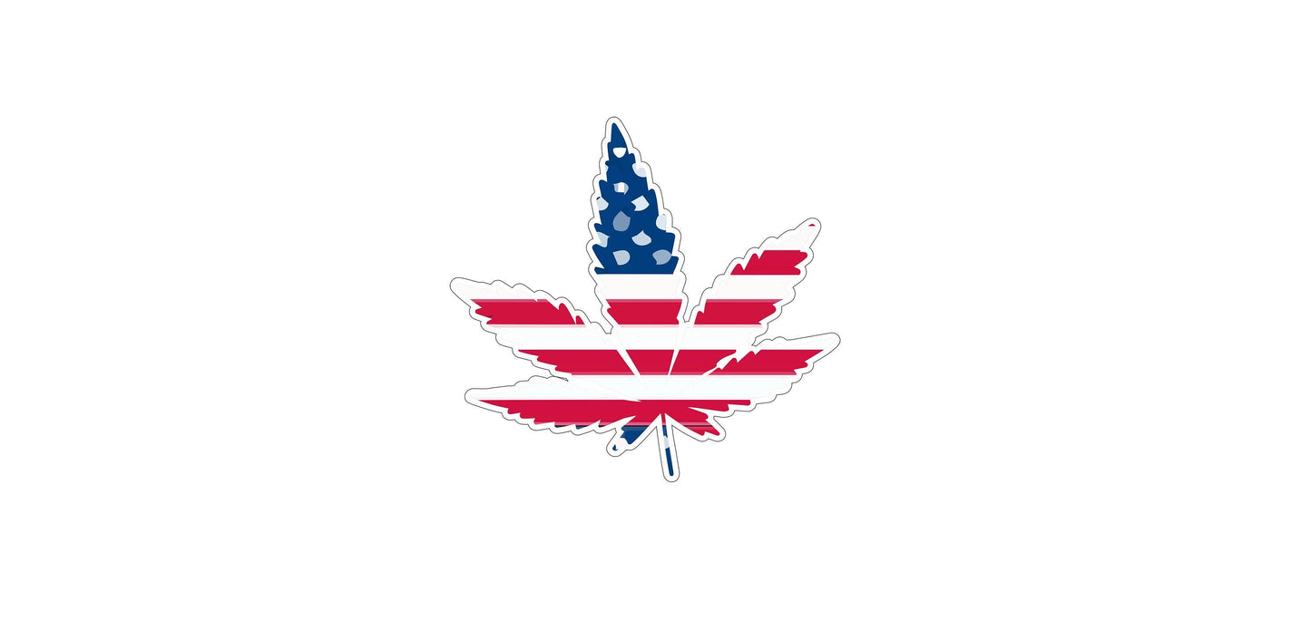Cannabis Mota Leaves Sticker Decal American Flag Pot Legalization Recreational Legal Marijuana Weed