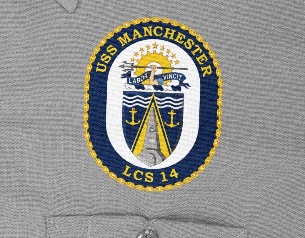 USS Manchester LCS-14 Badge Iron On Heat Transfer Vinyl HTV Independence Class Littoral combat ship