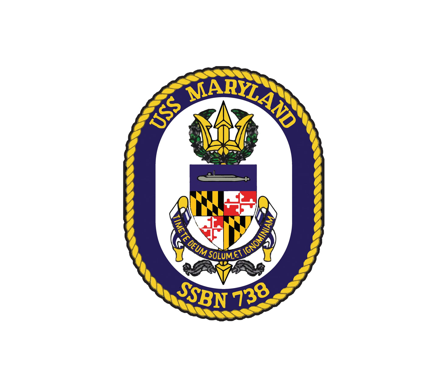 USS Maryland SSBN-738 Badge Sticker Decal Ohio Class Ballistic Missile Submarine Car Sticker Bumper Sticker for Car Emblem