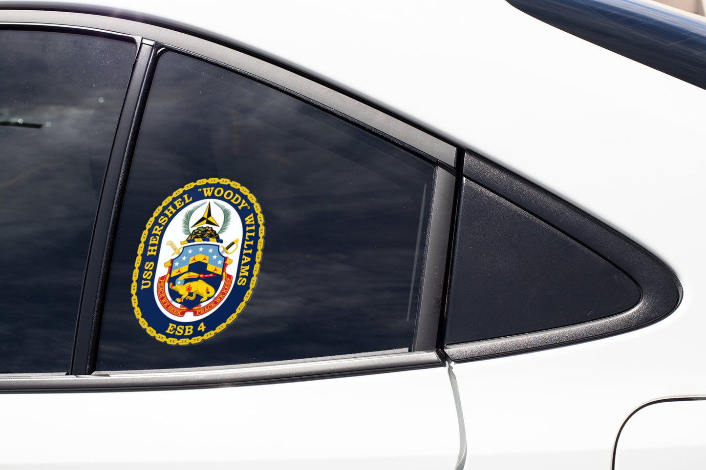 USS Hershel "Woody" Williams ESB-4 Badge Sticker Decal Lewis B. Puller Class Expeditionary Car Sticker Bumper Sticker for Car Emblem