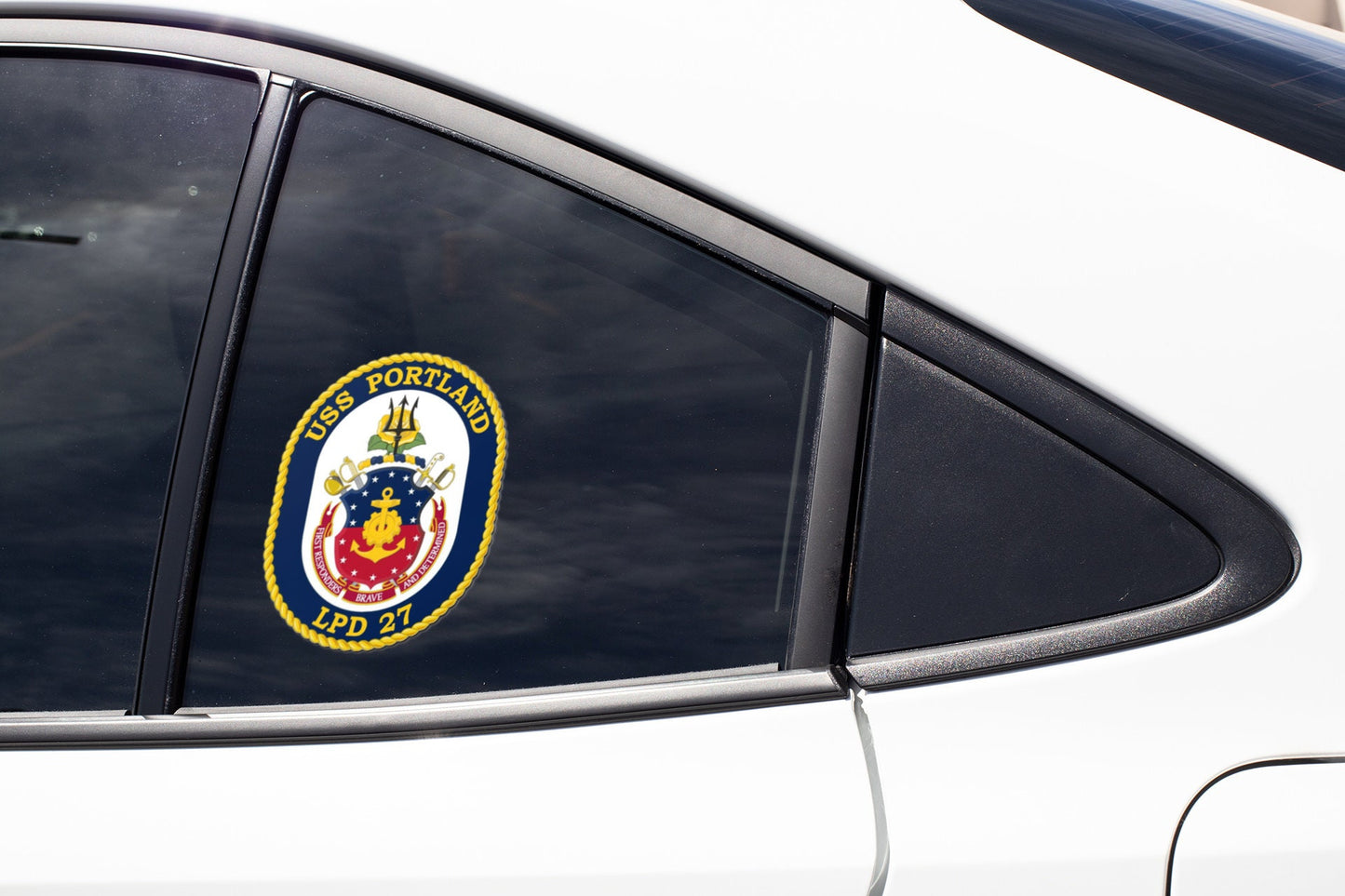 USS Portland LPD-27 Badge Sticker Decal San Antonio Class Amphibious transport dock Car Sticker Bumper Sticker for Car Emblem