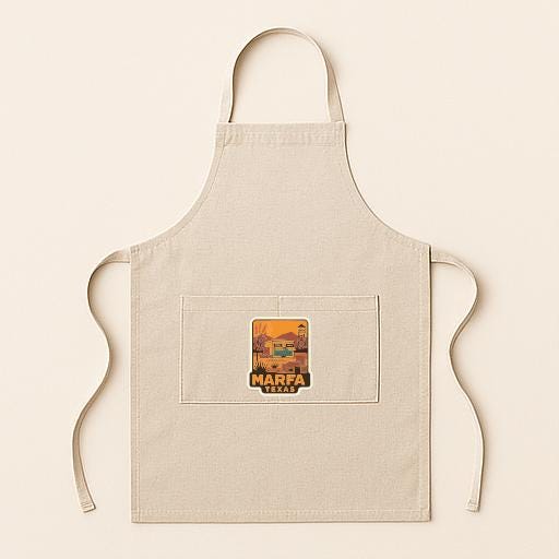 A beige apricot with a small pocket on the front, featuring a printed image of a building or structure.