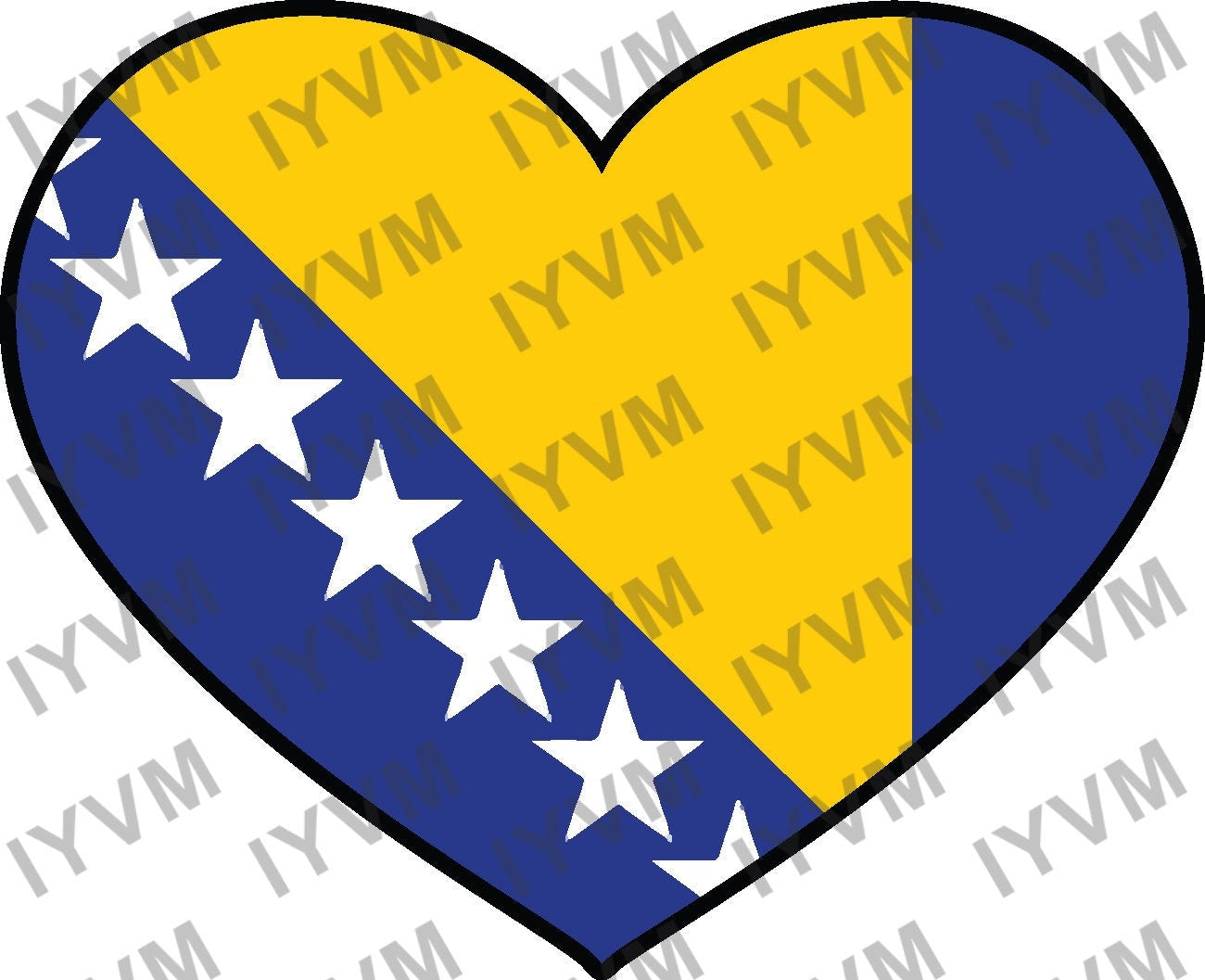Bosnia and Herzegovina Flag Heart Sticker Decal / Sarajevo / Bosnian / Herzegovinian / BiH / B&H / Bosnia–Herzegovina