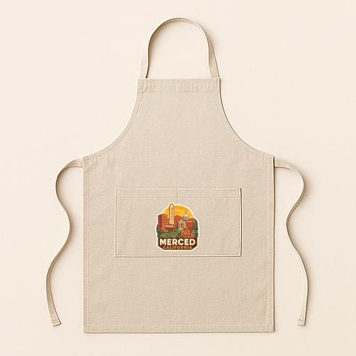A beige apricot with a graphic design on the front pocket.