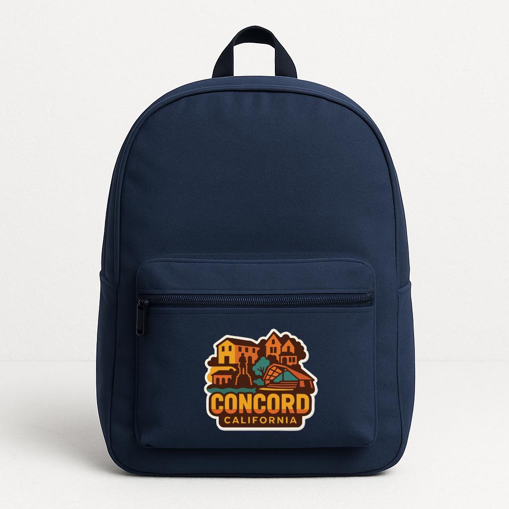 A navy blue backpack with a California state logo on the front pocket.