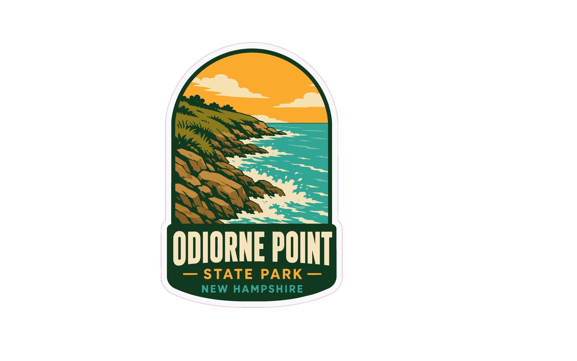 a sticker or logo for Odiore Point State Park in New Hampshire.