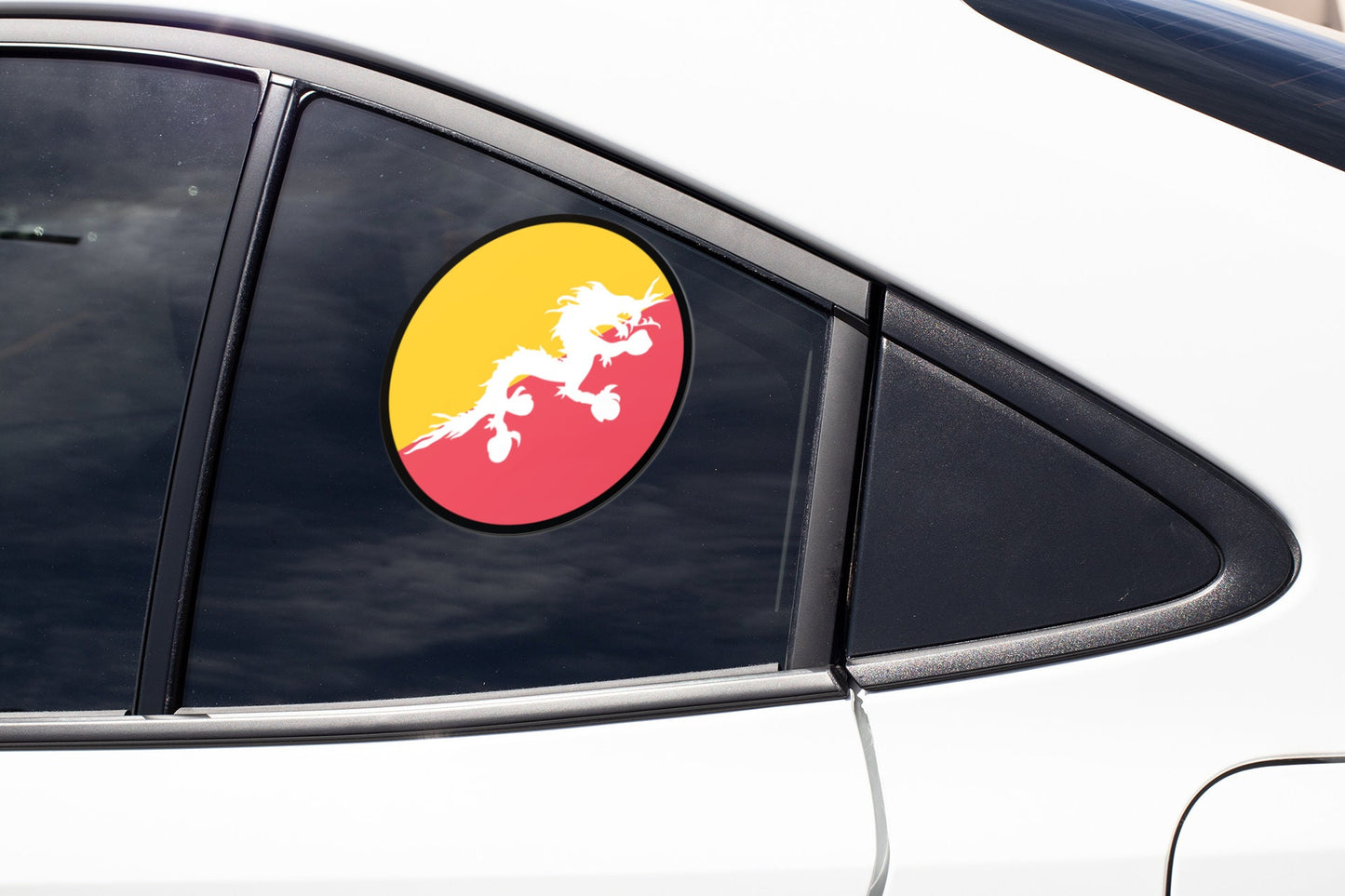 Bhutan Flag Circle Sticker Decal
