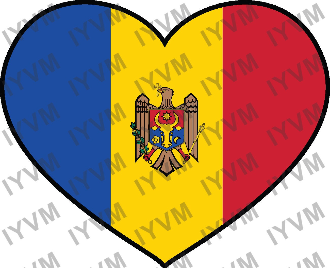 Moldova Flag Heart Sticker Decal / Republic of Moldova / Republica Moldova / Chișinău / Moldovan