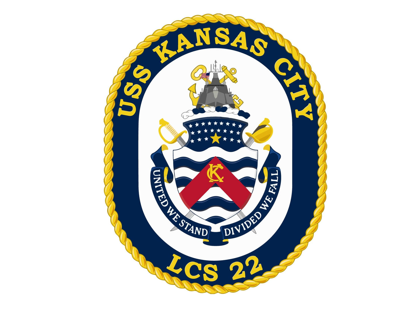 USS Kansas City LCS-22 Badge Sticker Decal Independence Class Littoral combat ship Car Sticker Bumper Sticker for Car Emblem