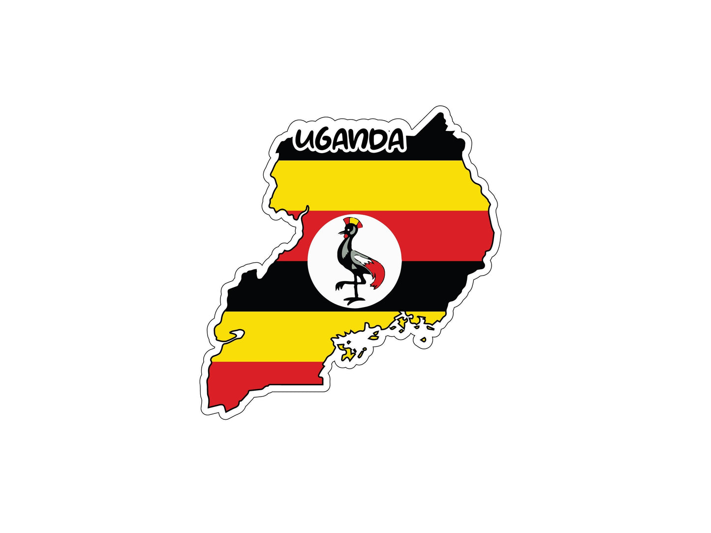 Uganda Map Flag Sticker Decal