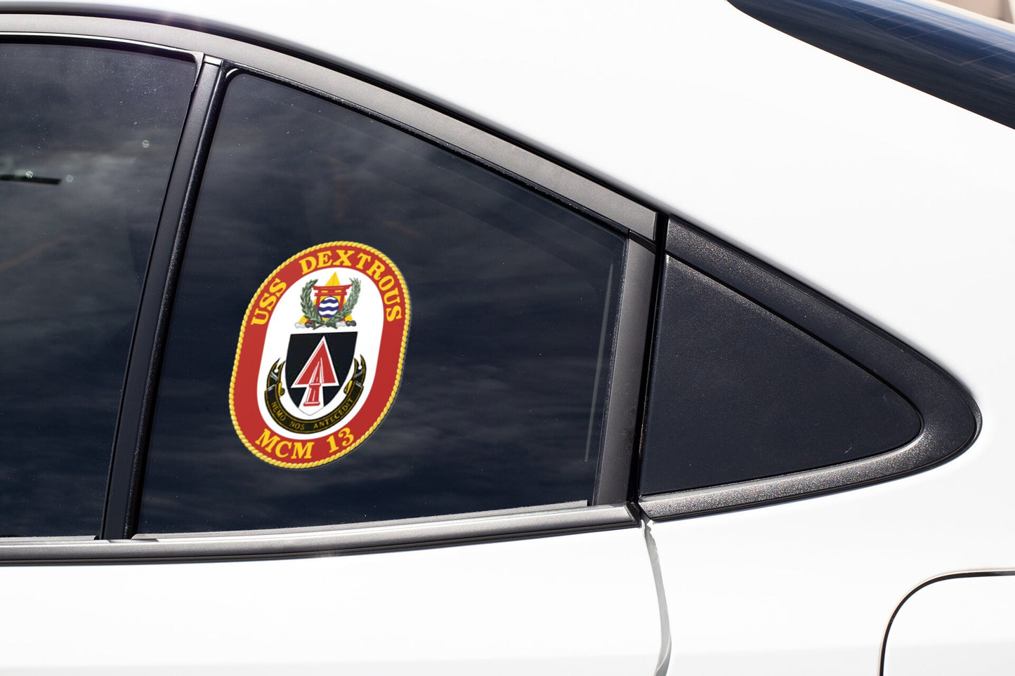 USS Dextrous MCM-13 Badge Sticker Decal Avenger Class Mine countermeasures ship Car Sticker Bumper Sticker for Car Emblem