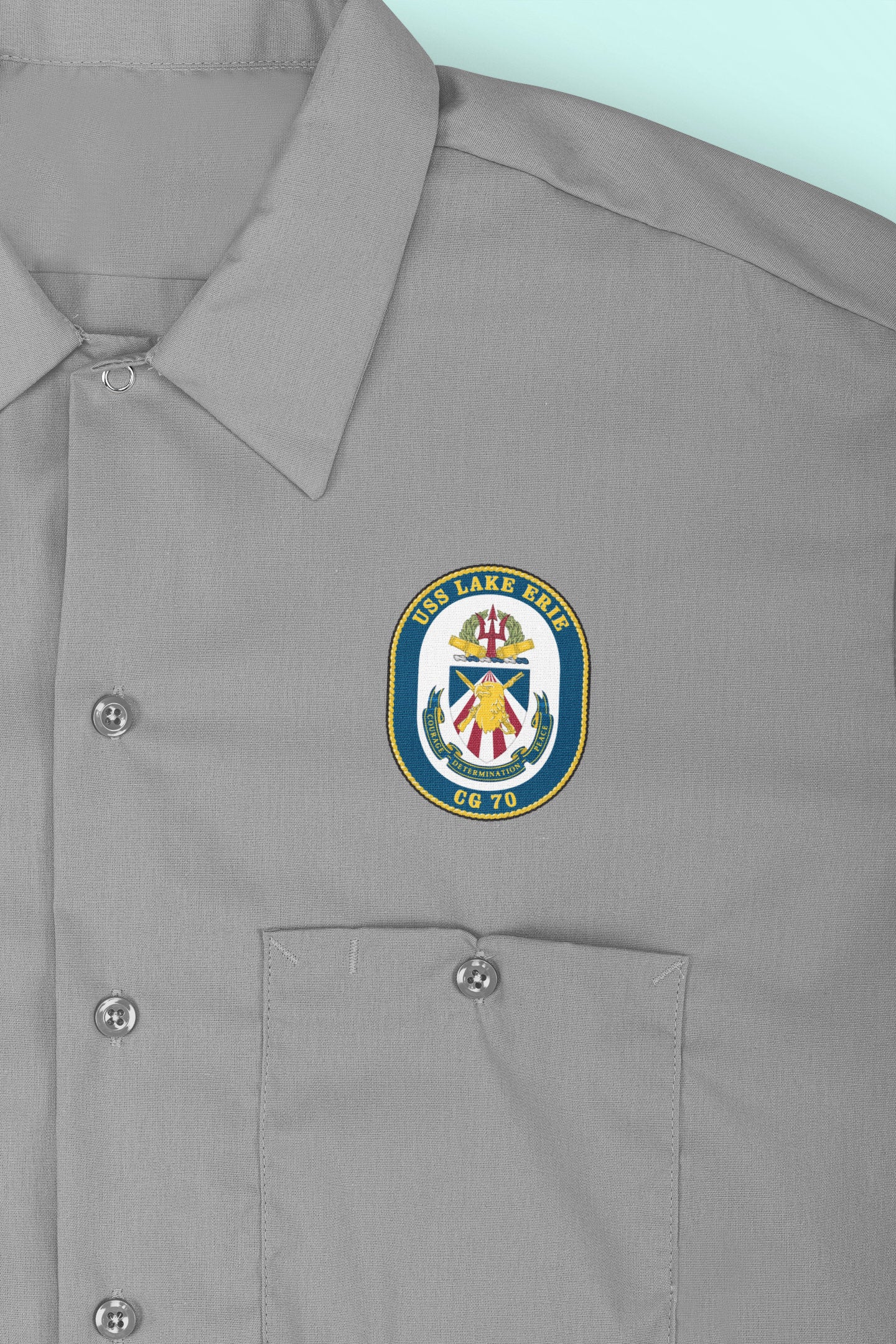 USS Lake Erie CG-70 Badge Iron On Heat Transfer Vinyl HTV Ticonderoga Class Cruiser