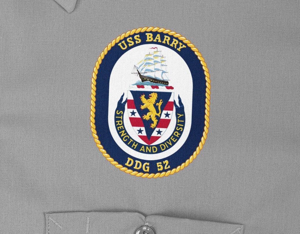 USS Barry DDG-52 Badge Iron On Heat Transfer Vinyl HTV Arleigh Burke Class Destroyer