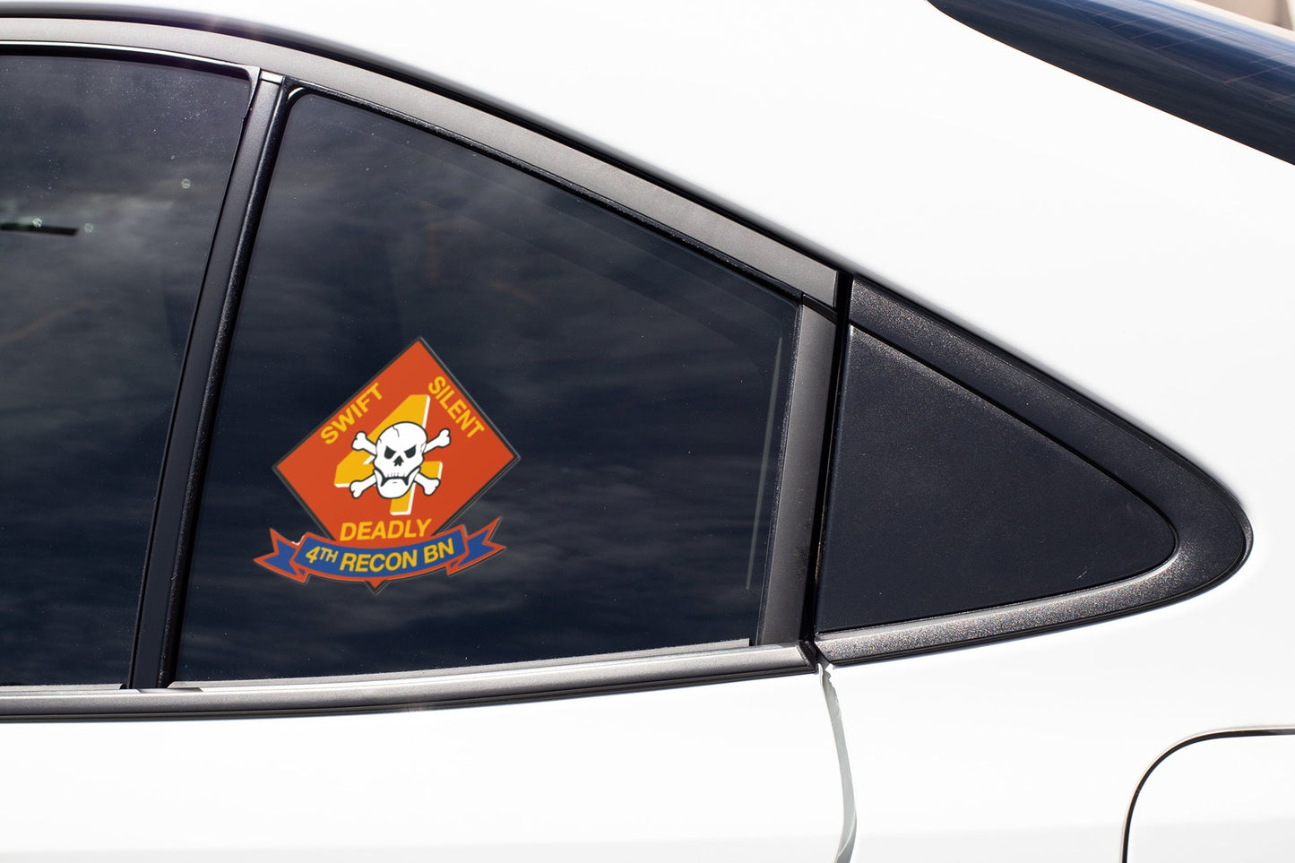 US Marine Corps Badge Sticker Decal  4th Reconnaissance Battalion Swift, Silent, Deadly Car Sticker Bumper Sticker for Car Emblem
