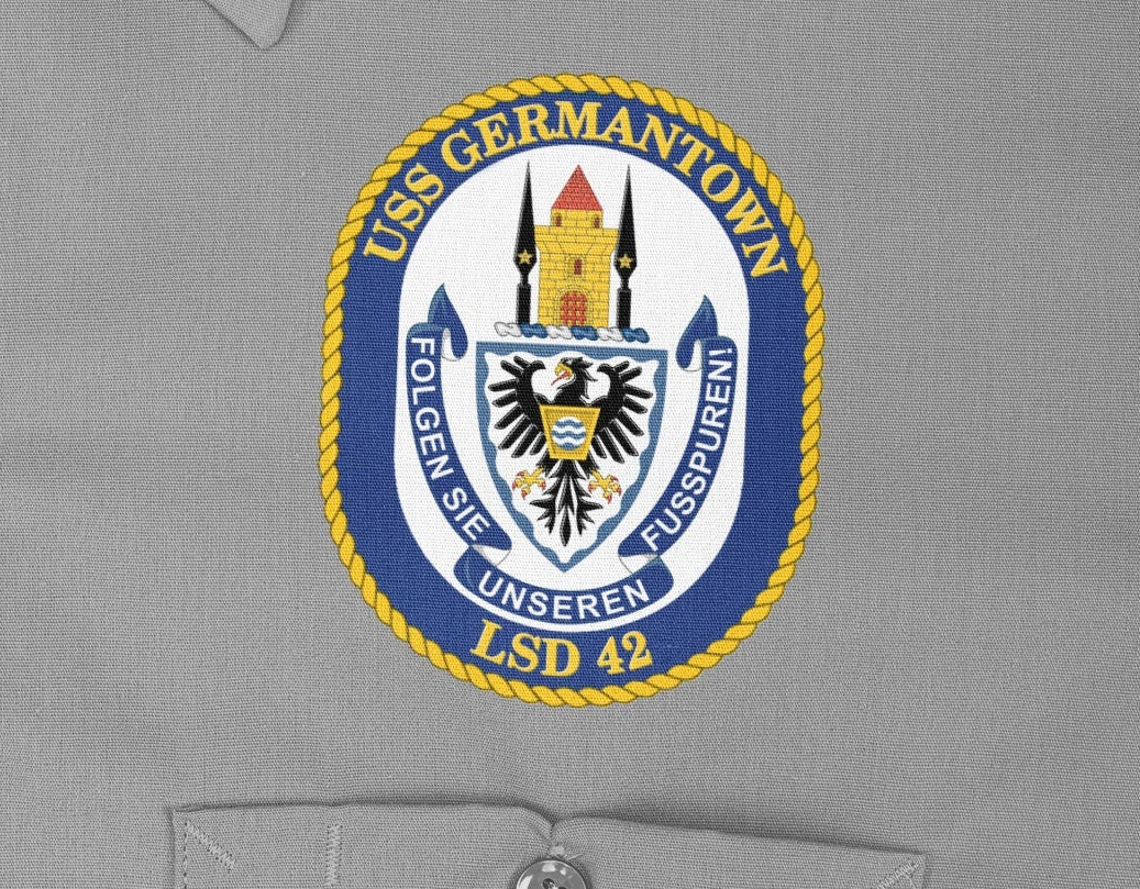 USS Germantown LSD-42 Badge Iron On Heat Transfer Vinyl HTV Whidbey Island Class Dock landing ship