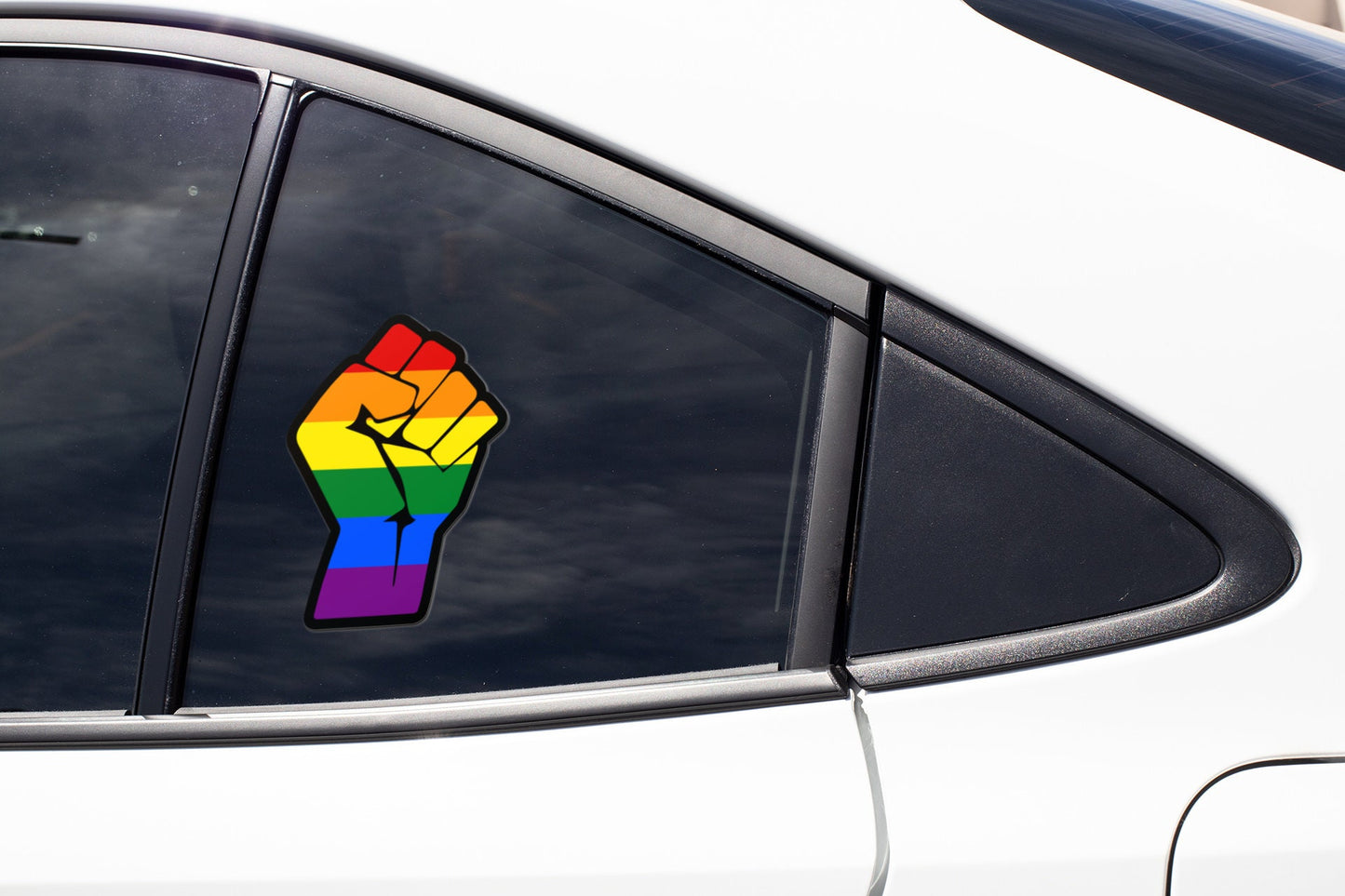 Rainbow Resist Fist Sticker Decal Pride Flag LGBTQ Gay Lesbian Community Pride Diversity Rights Equality