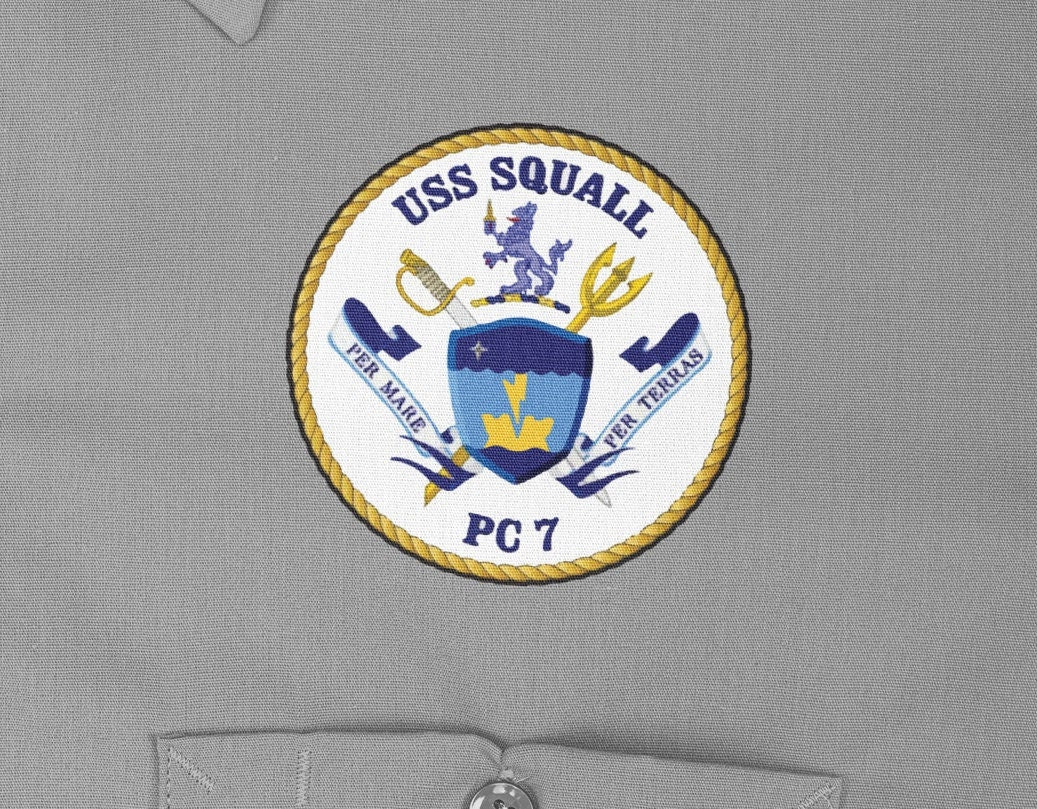 USS Squall PC-7 Badge Iron On Heat Transfer Vinyl HTV Cyclone Class Patrol boat