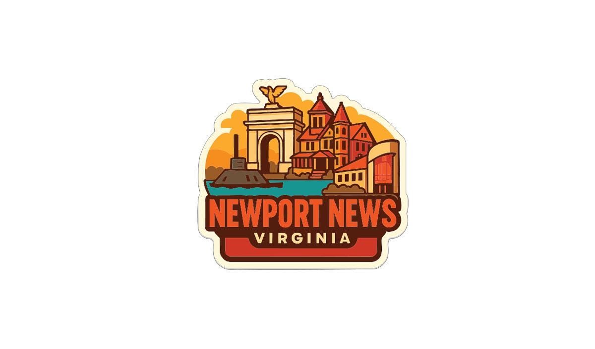 a sticker or logo for Newport News, Virginia.