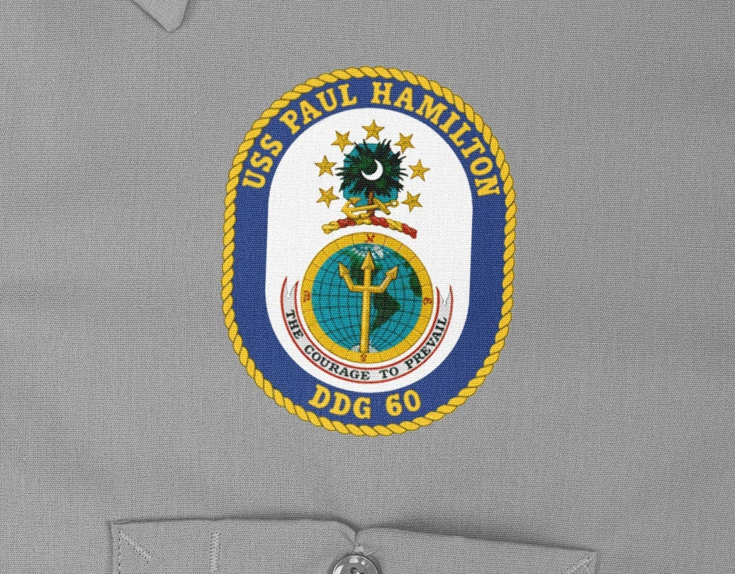 USS Paul Hamilton DDG-60 Badge Iron On Heat Transfer Vinyl HTV Arleigh Burke Class Destroyer