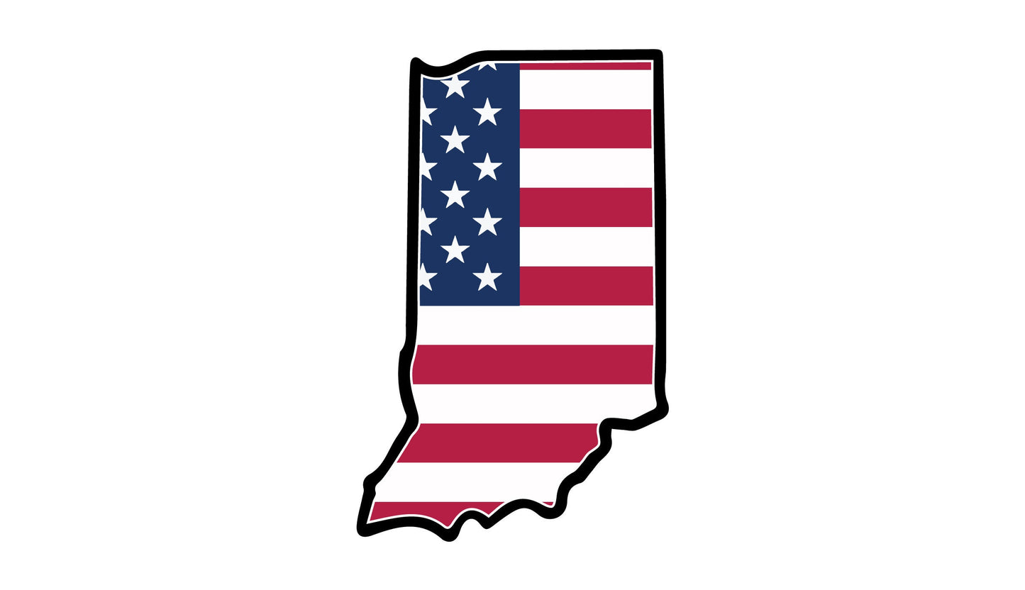 a map of the state of indiana with the american flag