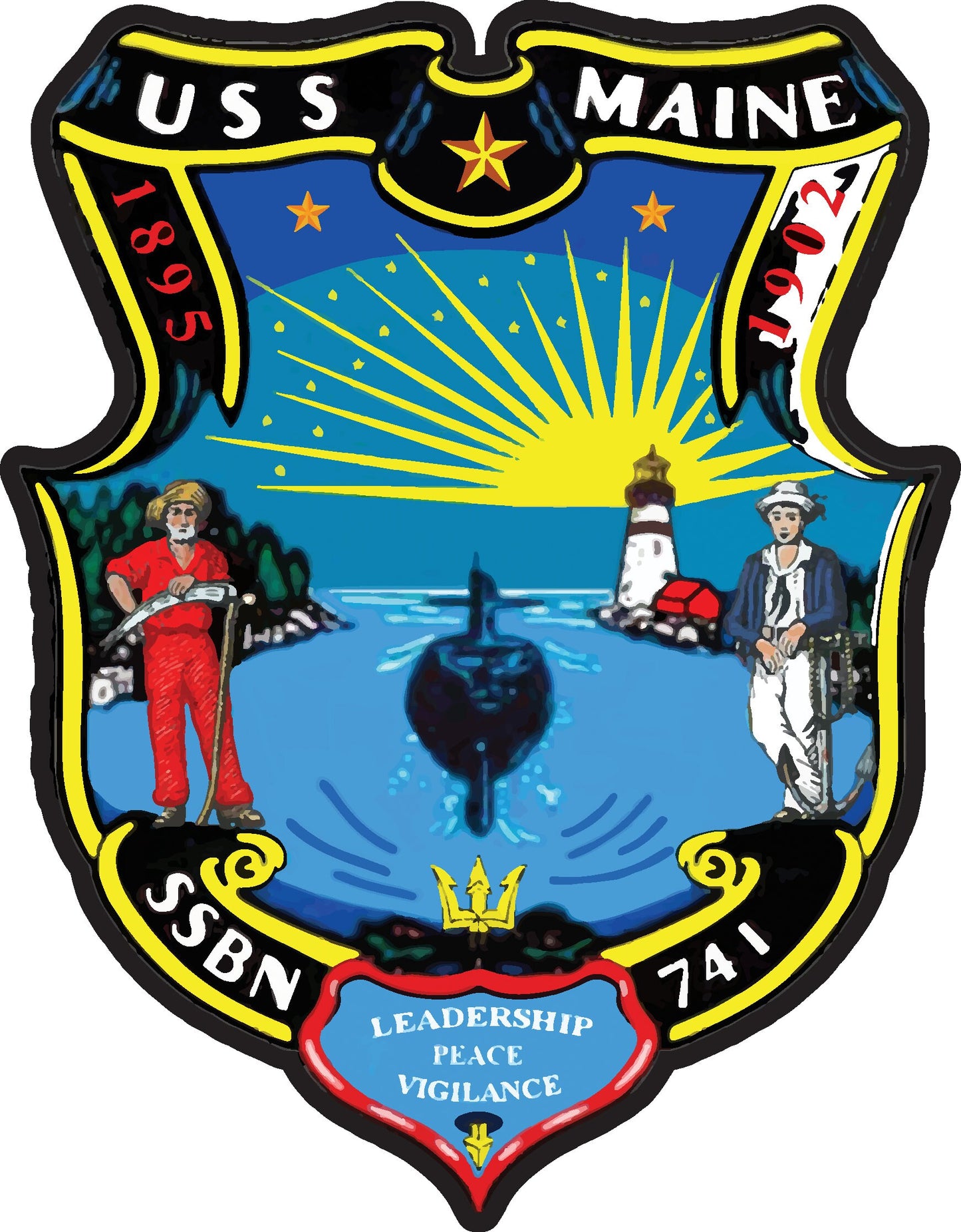 USS Maine SSBN-741 Badge Iron On Heat Transfer Vinyl HTV Ohio Class Ballistic Missile Submarine