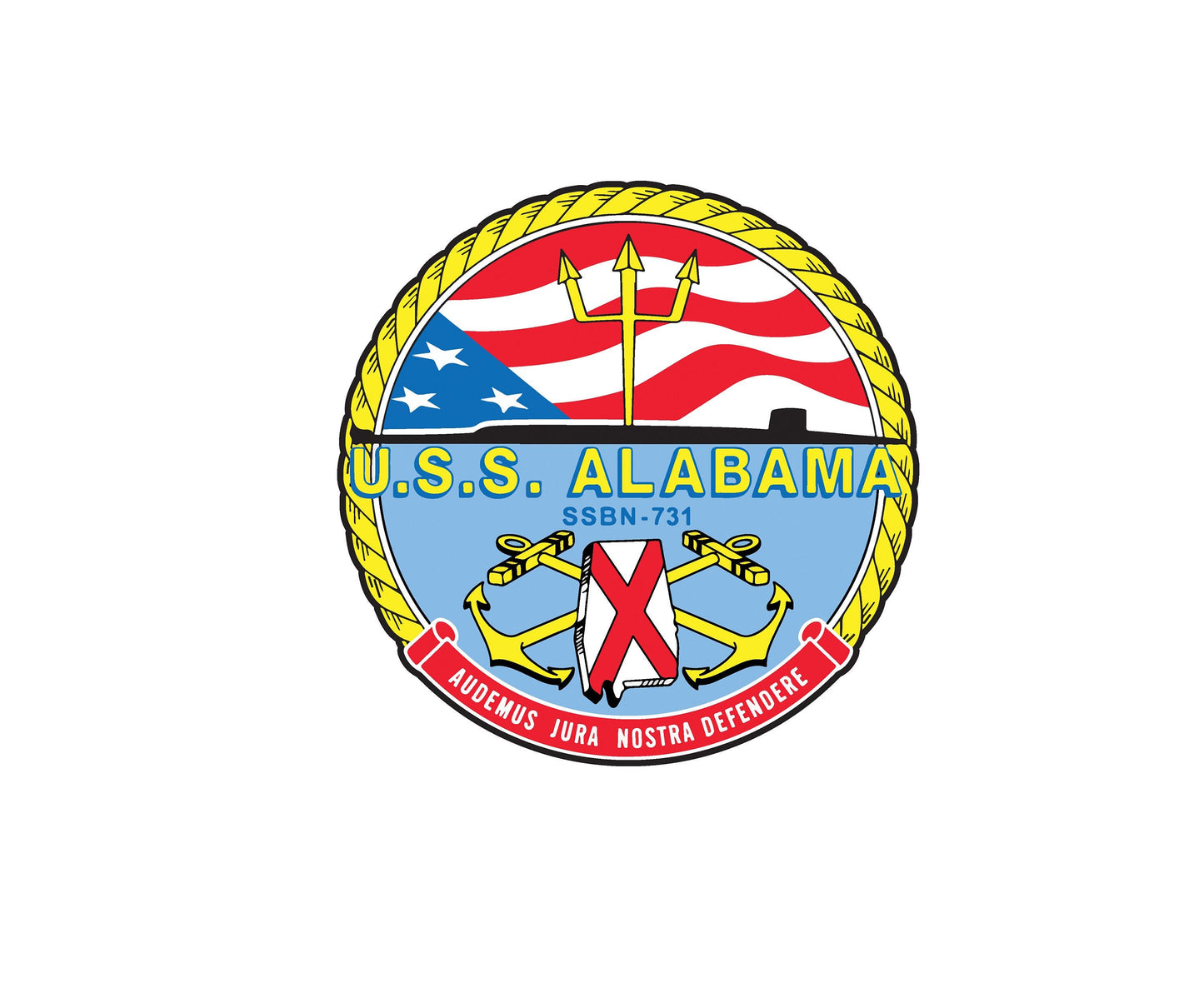 USS Alabama SSBN-731 Badge Sticker Decal Ohio Class Ballistic Missile Submarine Car Sticker Bumper Sticker for Car Emblem