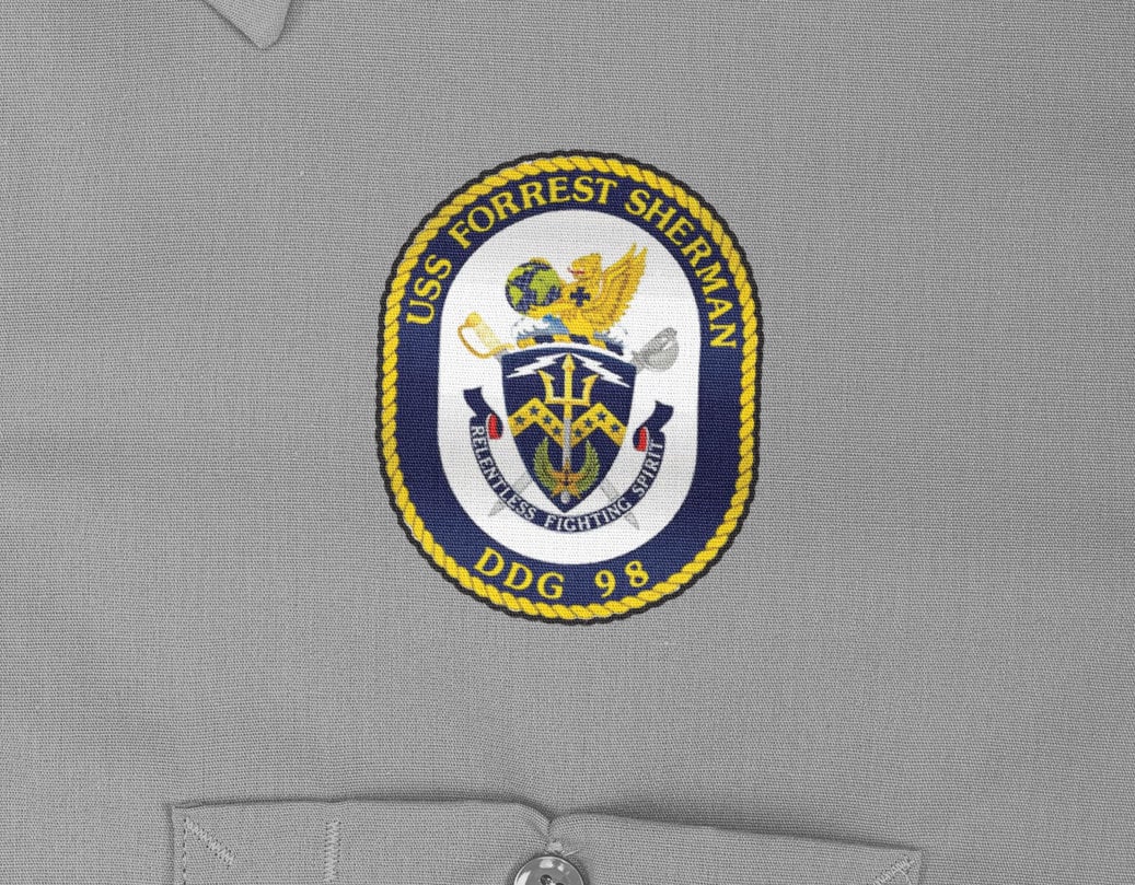 USS Forrest Sherman DDG-98 Badge Iron On Heat Transfer Vinyl HTV Arleigh Burke Class Destroyer