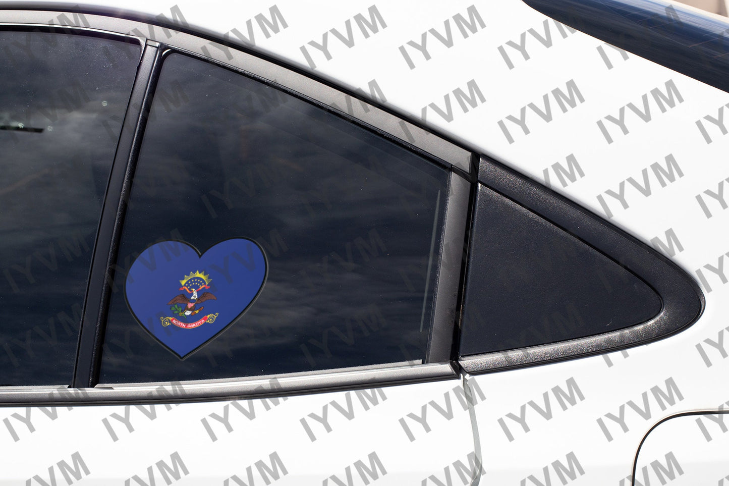 State of North Dakota Flag Heart Sticker Decal  USA North Dakota State  Bismarck  The Peace Garden State  Flickertail State  Rough Rider