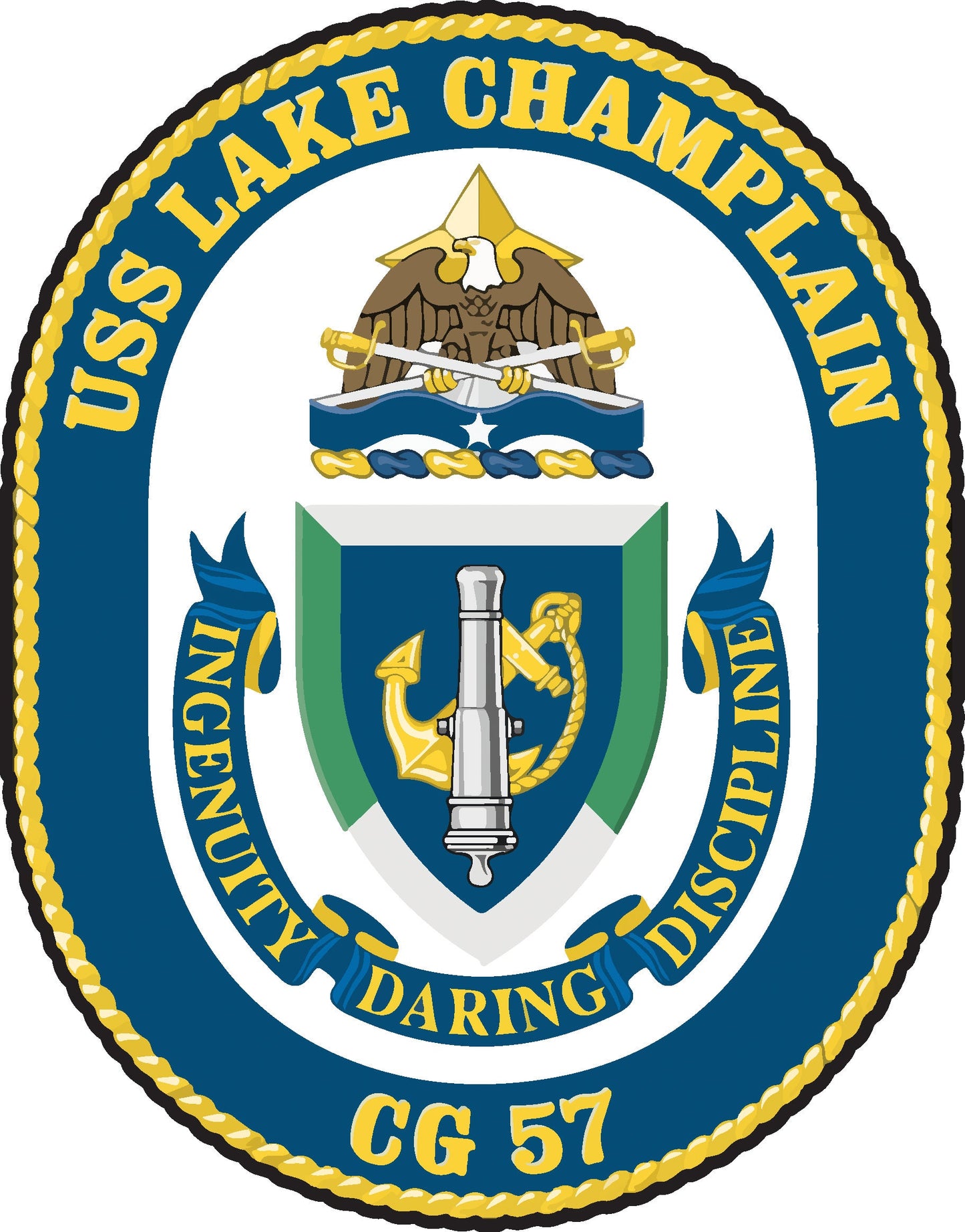 USS Lake Champlain CG-57 Badge Iron On Heat Transfer Vinyl HTV Ticonderoga Class Cruiser