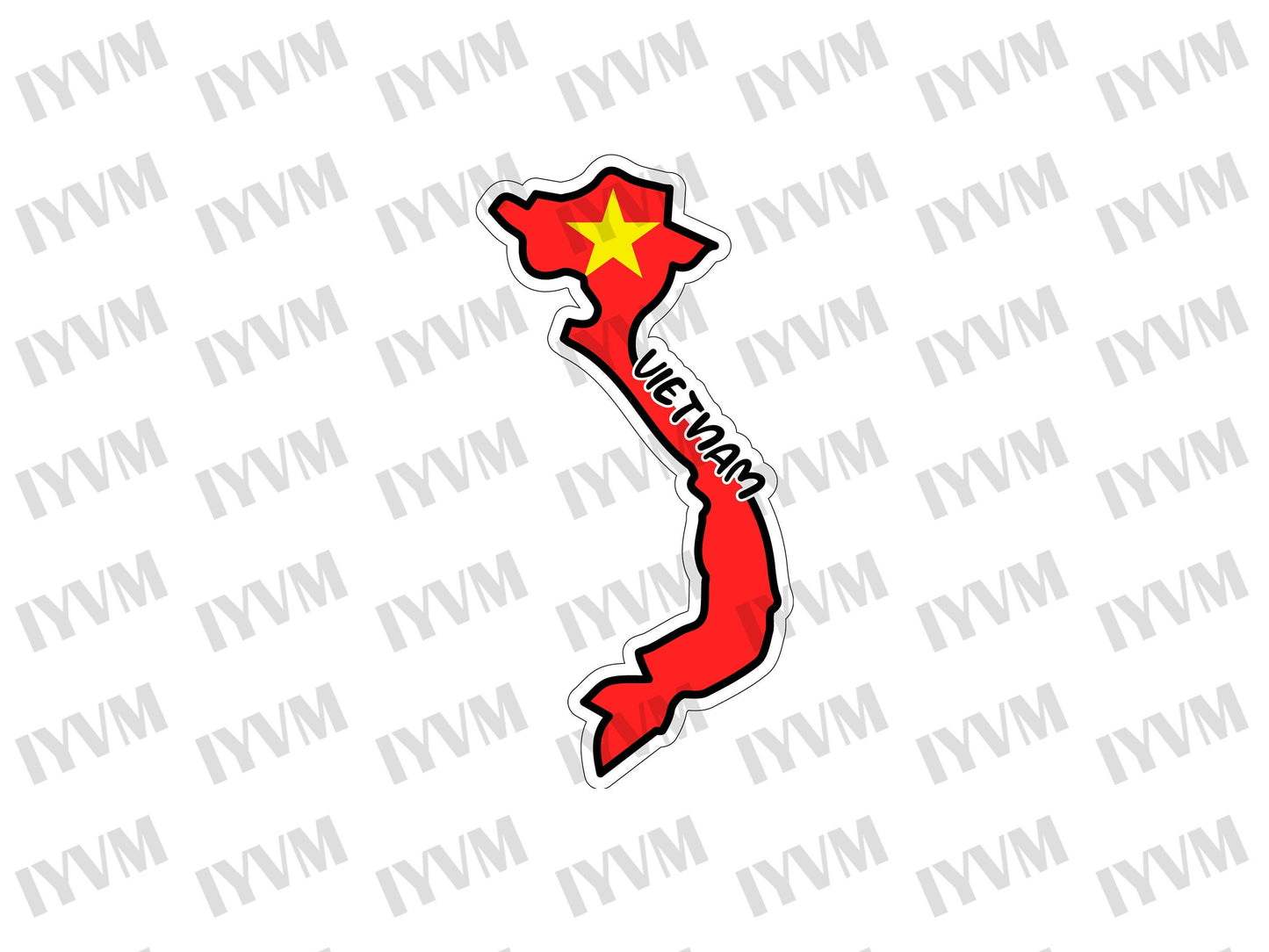Vietnam Map Flag Sticker Decal / Socialist Republic of Vietnam / Hanoi / Vietnamese