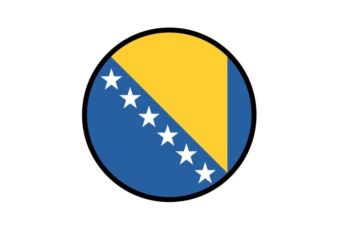 Bosnia and Herzegovina Flag Circle Sticker Decal