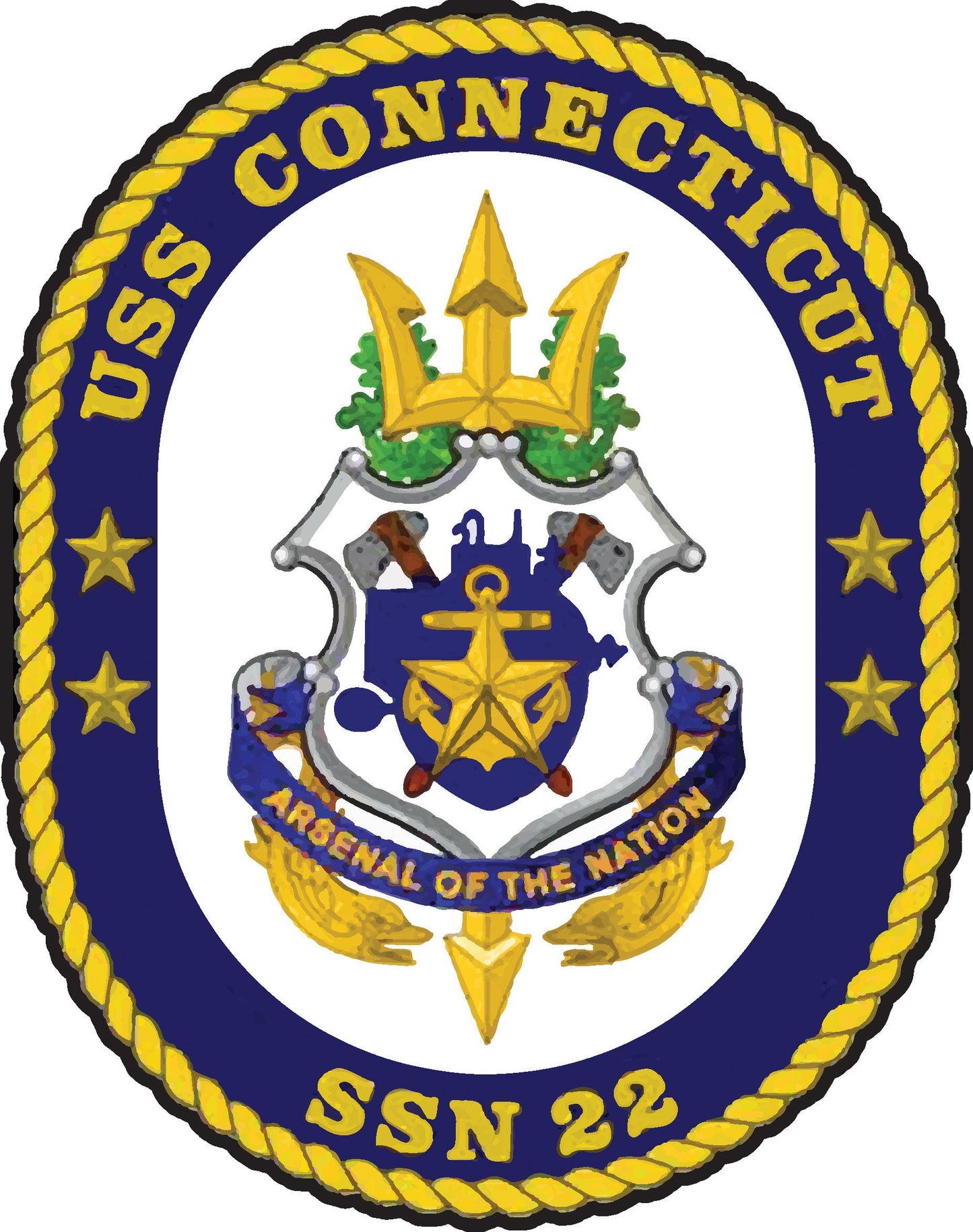 USS Connecticut SSN-22 Badge Iron On Heat Transfer Vinyl HTV Seawolf Class Attack Submarine