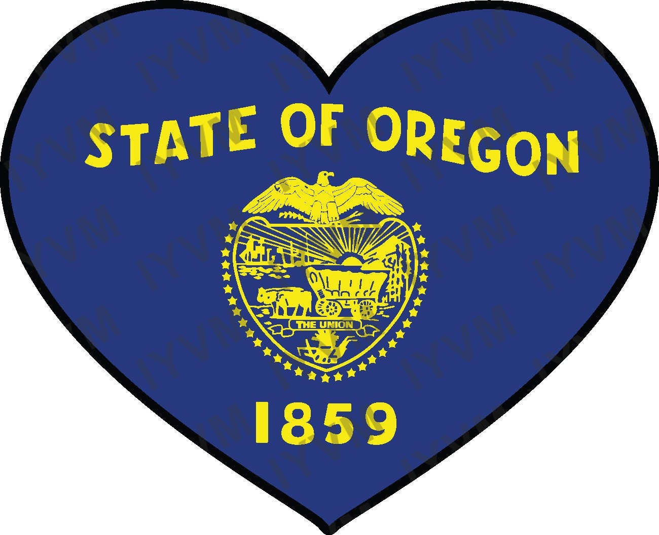 State of Oregon Flag Heart Sticker Decal  USA Oregon State  Salem  The Beaver State  Pacific Wonderland  Webfoot State