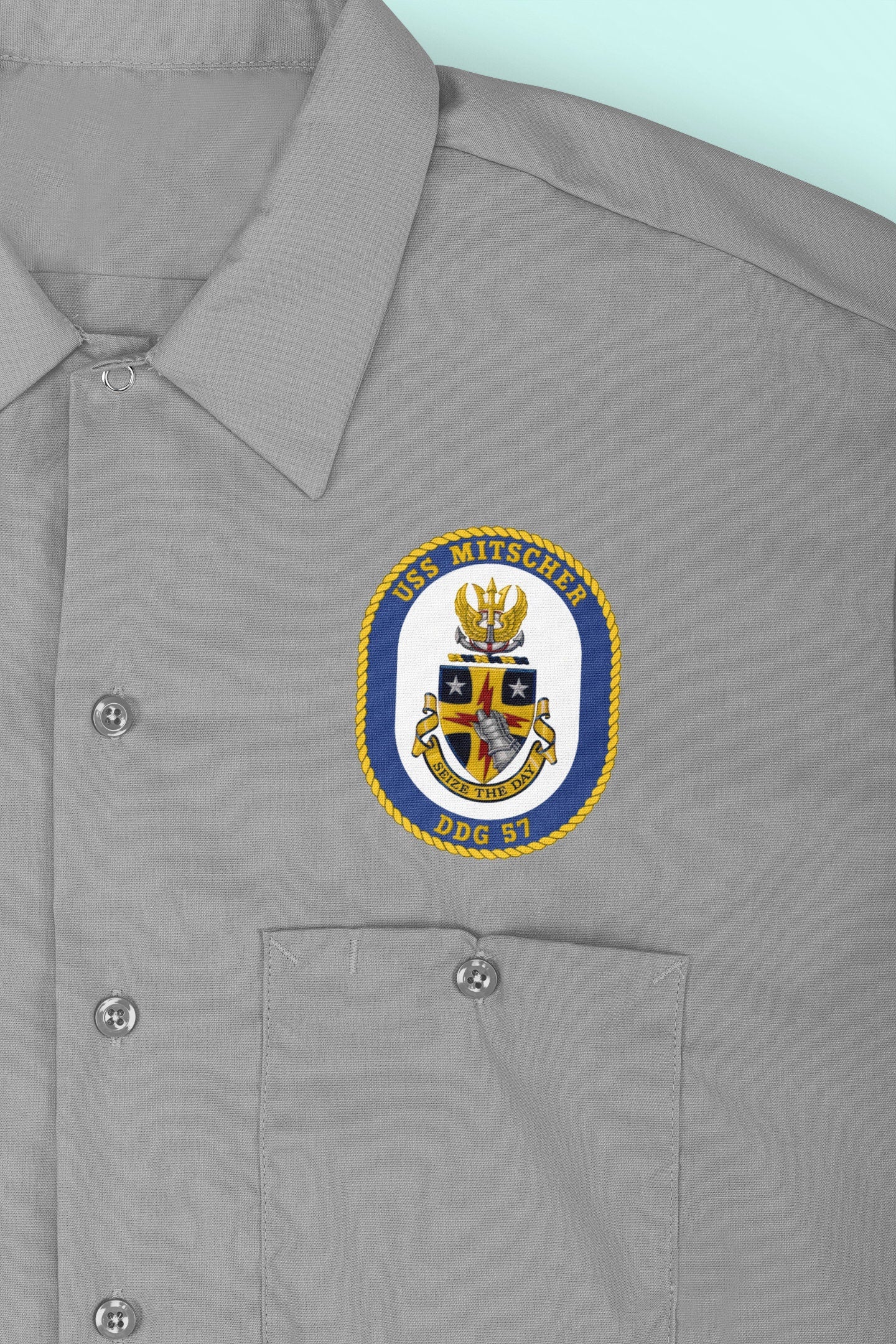 USS Mitscher DDG-57 Badge Iron On Heat Transfer Vinyl HTV Arleigh Burke Class Destroyer