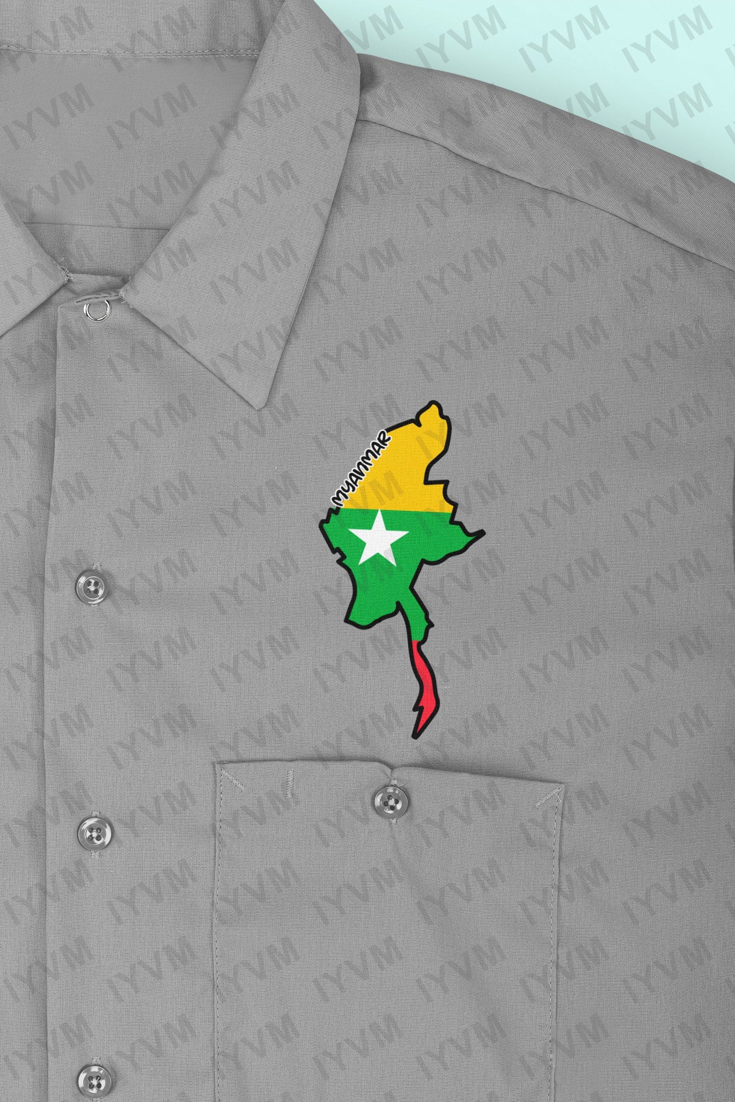 Myanmar Map Iron On Heat Transfer Vinyl HTV / Republic of the Union of Myanmar / Burma / Naypyidaw / Burmese /