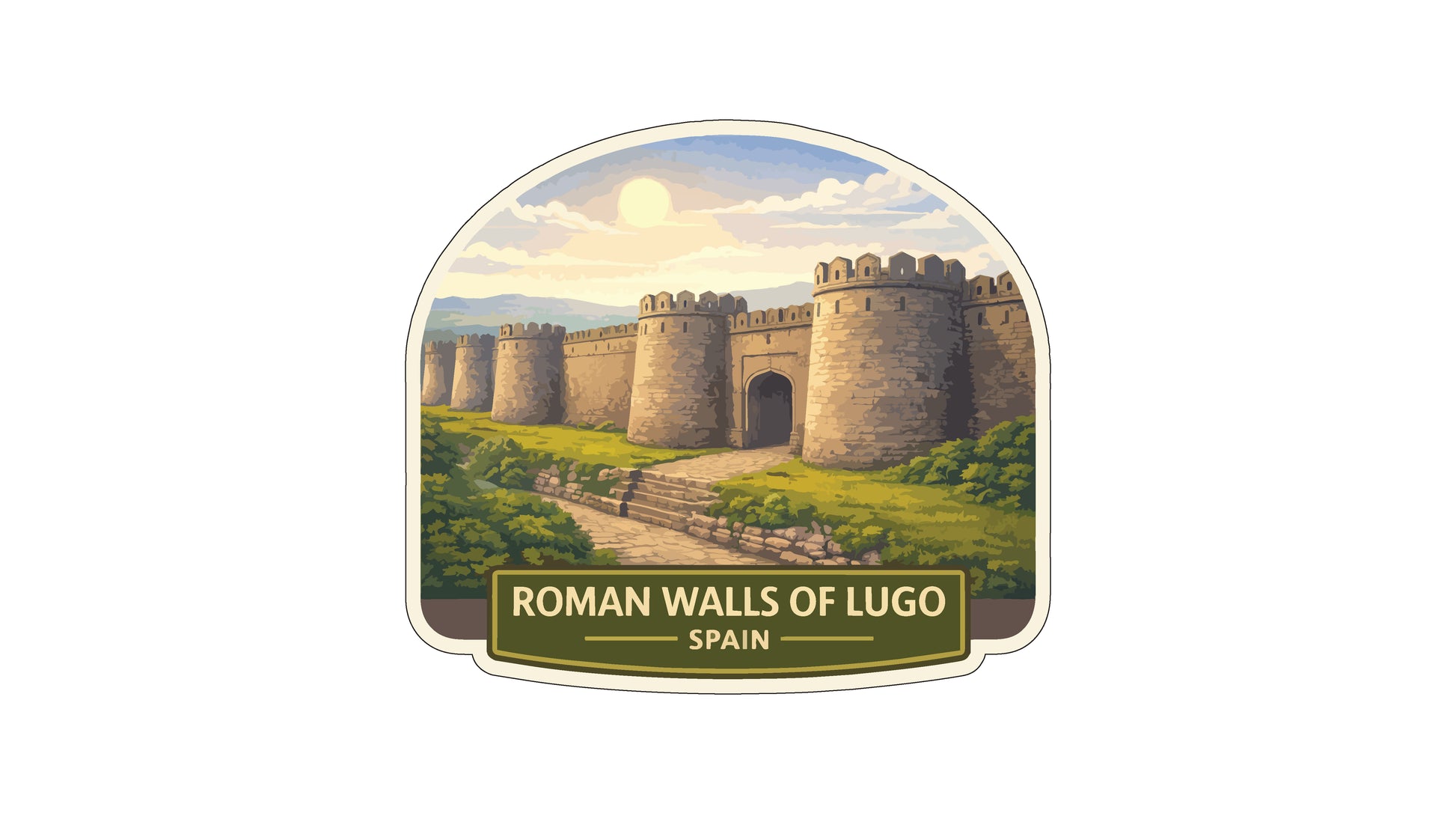 the Roman Walls of Lugo, a famous landmark in Spain.