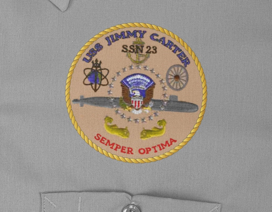 USS Jimmy Carter SSN-23 Badge Iron On Heat Transfer Vinyl HTV Seawolf Class Attack submarine