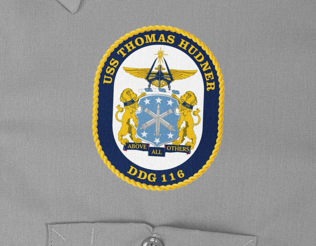 USS Thomas Hudner DDG-116 Badge Iron On Heat Transfer Vinyl HTV Arleigh Burke Class Destroyer