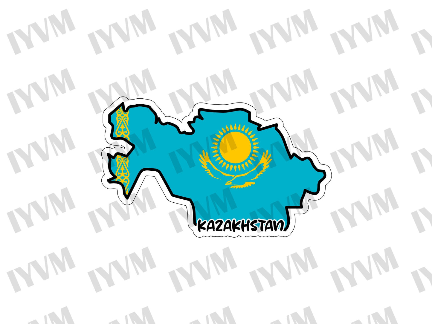 Kazakhstan Map Flag Sticker Decal / Republic of Kazakhstan / Қазақстан Республикасы / Nur-Sultan / Kazakh / Kazakhstani