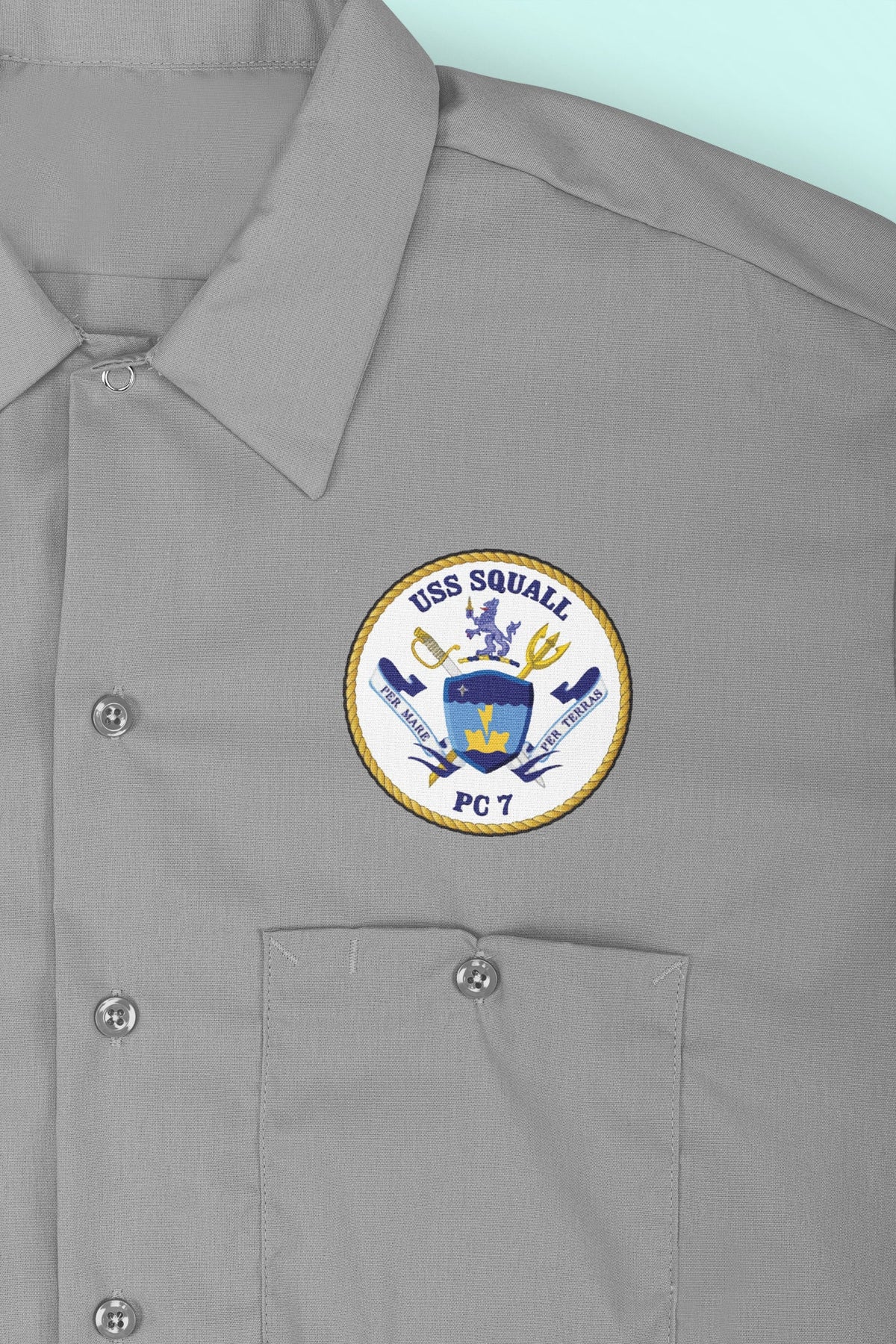 USS Squall PC-7 Badge Iron On Heat Transfer Vinyl HTV Cyclone Class Patrol boat