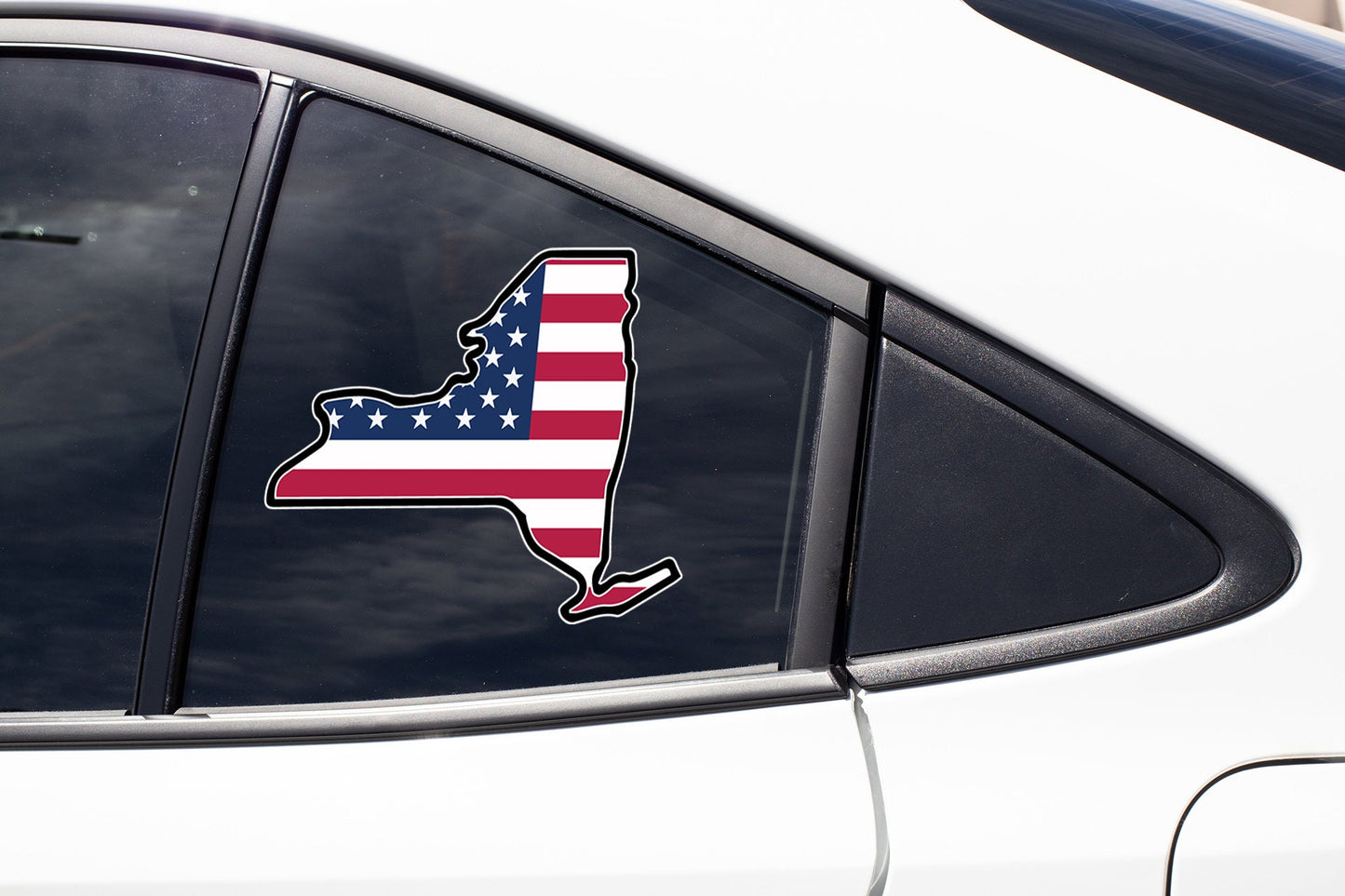 a car with a sticker of the state of rhode on it