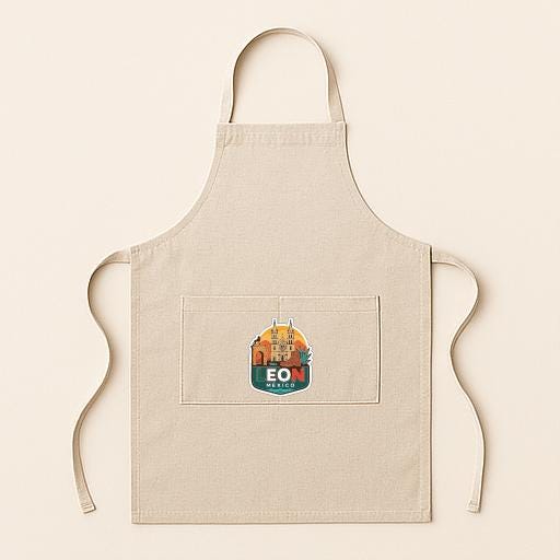 A beige apricot with a graphic design on the front pocket.